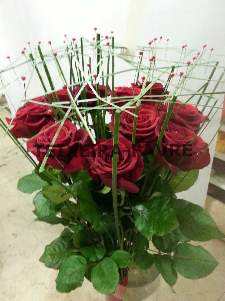 Bouquets de roses rouges en cage