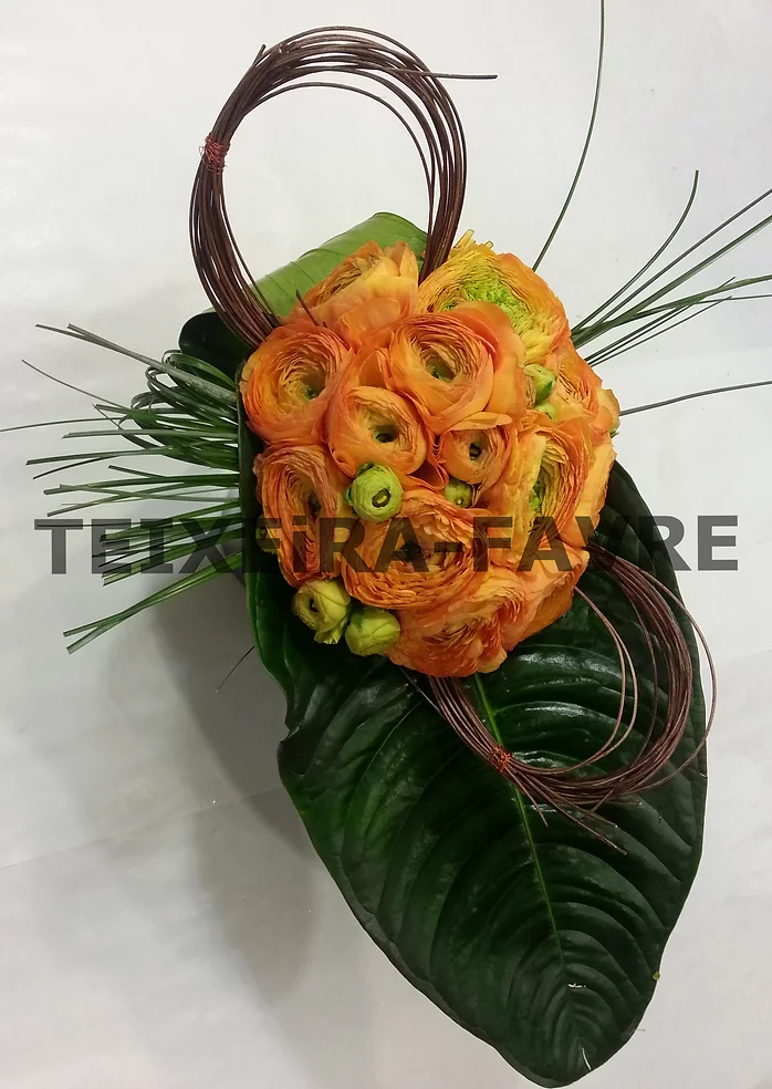 bouquet fagot fleurs oranges