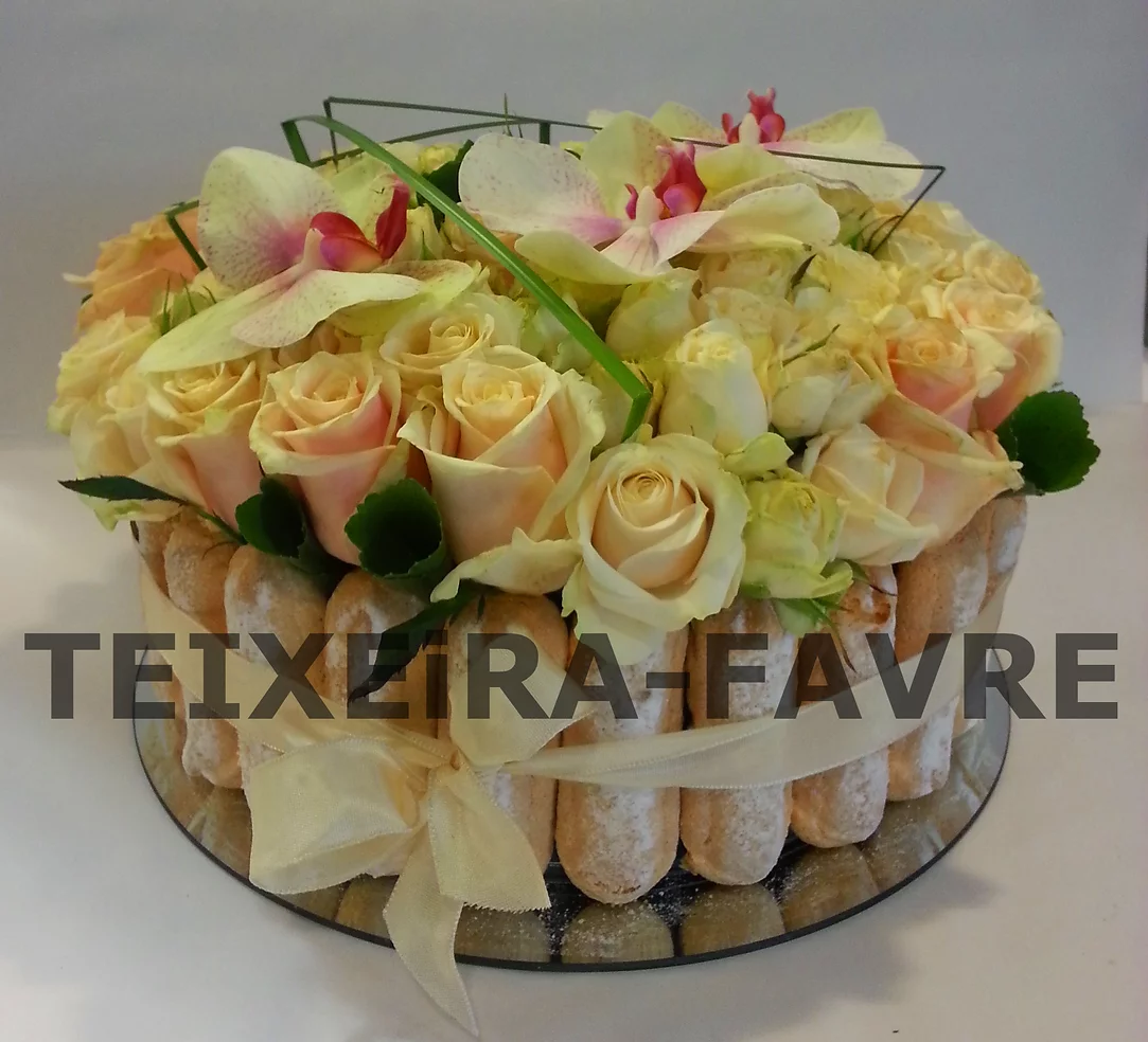 bouquet fleurs gateau fleuri jaune